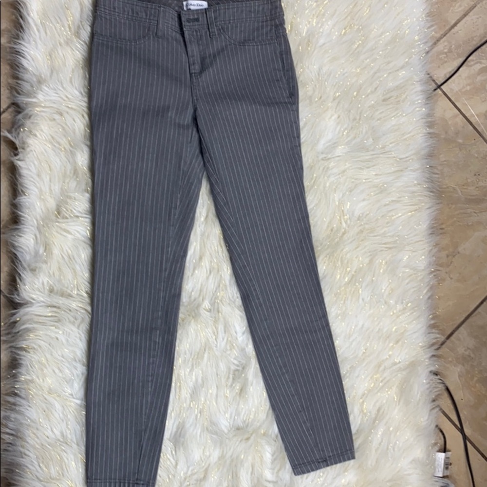 Calvin Klein Gray Striped Skinny Pants SZ 0